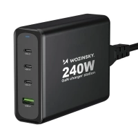 Ładowarka sieciowa GaN Wozinsky WGCSB 240W USB-A / 3 x USB-C - czarna