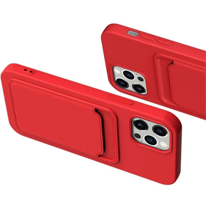 Card Case silikonowe etui portfel z kieszonką na kartę dokumenty do iPhone 13 Pro różowy