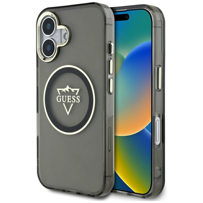 Etui Guess IML Metal Mountain Logo        MagSafe do iPhone 16 czarny