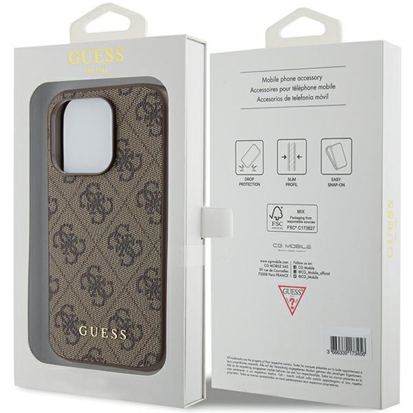 Etui Guess GUHCP15LG4GFBR iPhone 15 Pro 6.1" brązowy/brown hard case 4G Metal Gold Logo Case