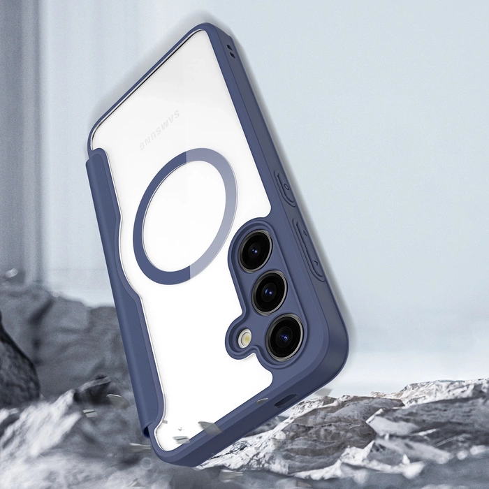 Etui Dux Ducis Skin X Pro do Samsung Galaxy S24 z magnetycznym ringiem i klapką - niebieskie