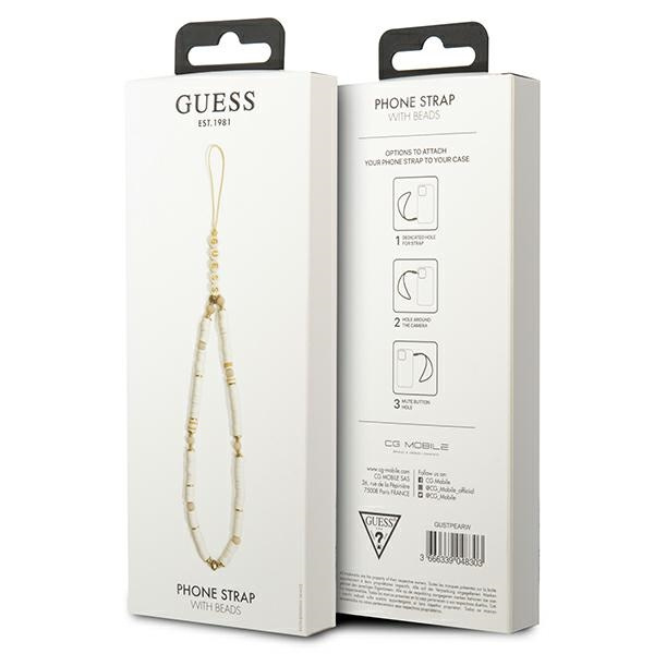 Zawieszka GUESS Phone Strap Heishi Beads Biały