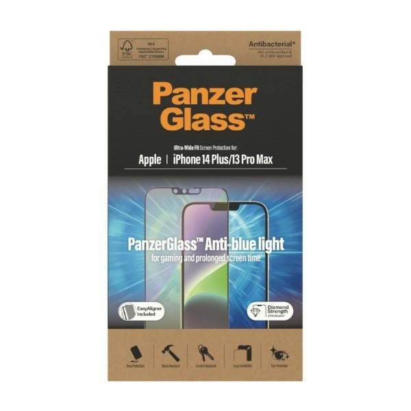 PanzerGlass Ultra-Wide Fit iPhone 14 Plus / 13 Pro Max 6,7" Screen Protection Antibacterial Easy Aligner Included Anti-blue light 2793