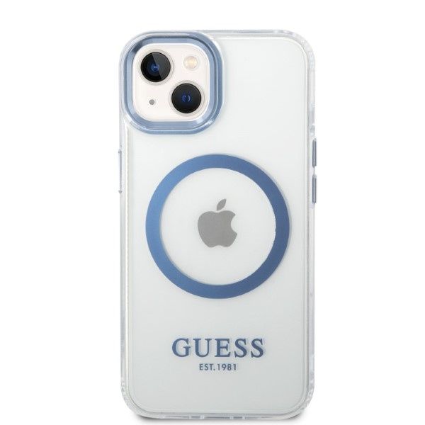 Etui GUESS Apple iPhone 14 Plus Metal Outline Magsafe Niebieski Hardcase