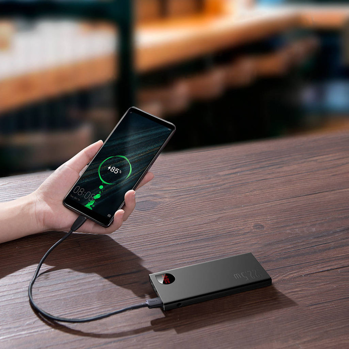 Baseus Adaman Metal powerbank z szybkim ładowaniem 10000mAh 22.5W (Overseas Edition 2021) z Kablem USB-A - USB-C 0.3m Czarny