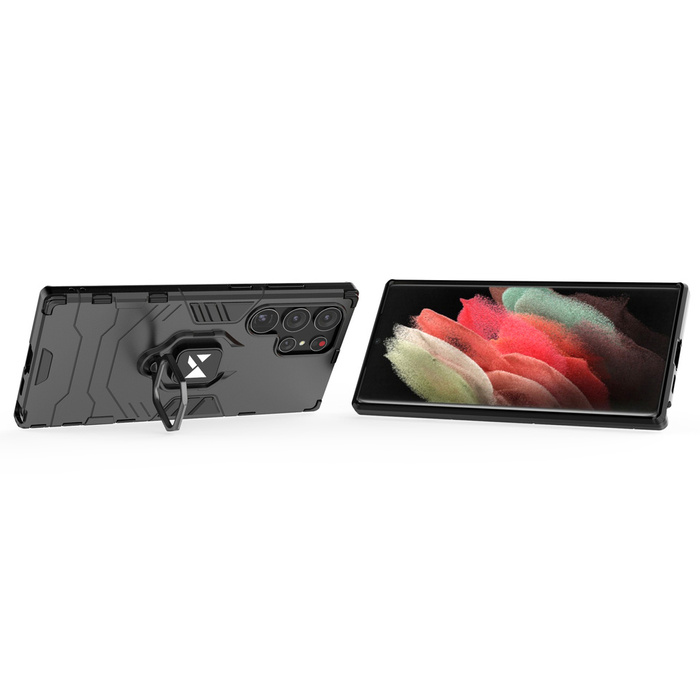 Wozinsky Ring Armor etui Samsung Galaxy S23 Ultra pancerny pokrowiec uchwyt magnetyczny ring czarne