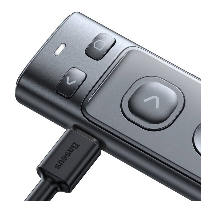 Baseus Orange Dot wskaźnik laserowy pilot do prezentacji PC z wbudowanym akumulatorem szary (WKCD000013)