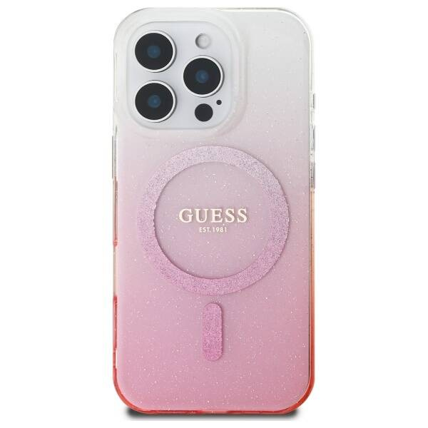 Etui Guess iPhone 16 Pro Max 6.9" różowy/pink hardcase IML Glitter Gradient MagSafe