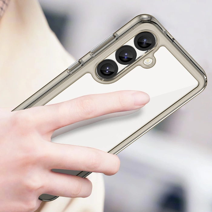 Etui Outer Space Case na Samsung Galaxy S25 Edge pokrowiec z elastyczną ramką - półprzezroczyste, czarne