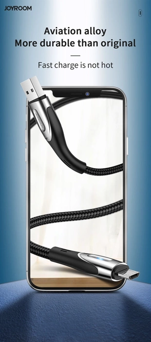 Kabel USB-A - micro USB Joyroom S-M411 3A 1.2m z wskaźnikiem ładowania - czarny