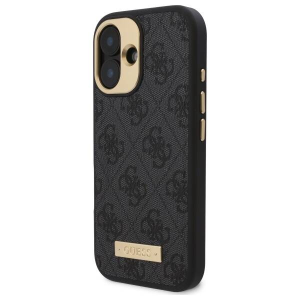 Etui Guess iPhone 16 6.1" czarny/black hardcase 4G Logo Plate MagSafe