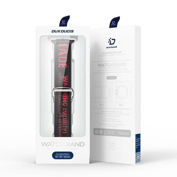 Pasek Dux Ducis Strap (Outdoor  Version) pasek Apple Watch Ultra, SE, 8, 7, 6, 5, 4, 3, 2, 1 (49, 45, 44, 42  mm) nylonowa opaska bransoleta czarno-czerwony