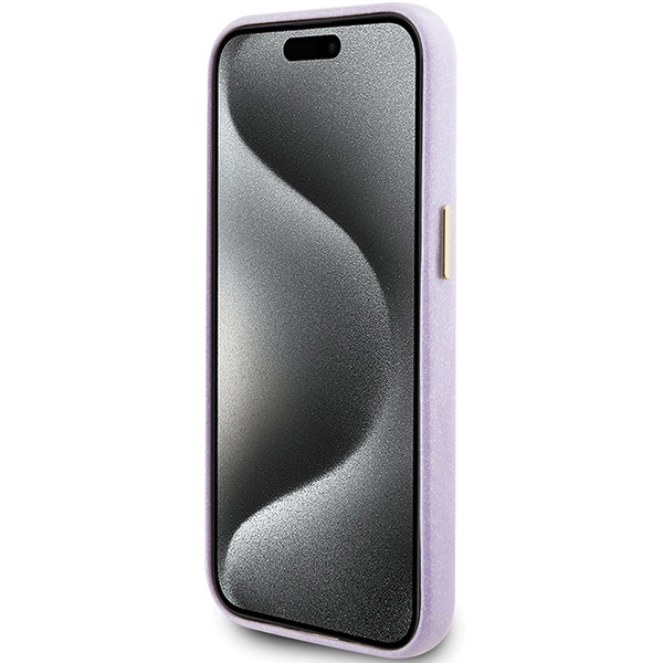 Etui Guess GUHCP15SPGMCSL iPhone 15 6.1" liliowy/lilac hardcase Glitter Glossy Script