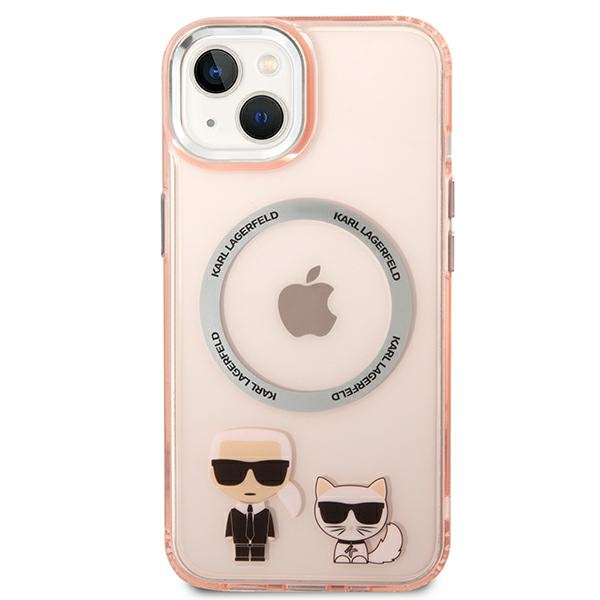 Etui KARL LAGERFELD Apple iPhone 14 Karl & Choupette Aluminium Magsafe Różowy Hardcase