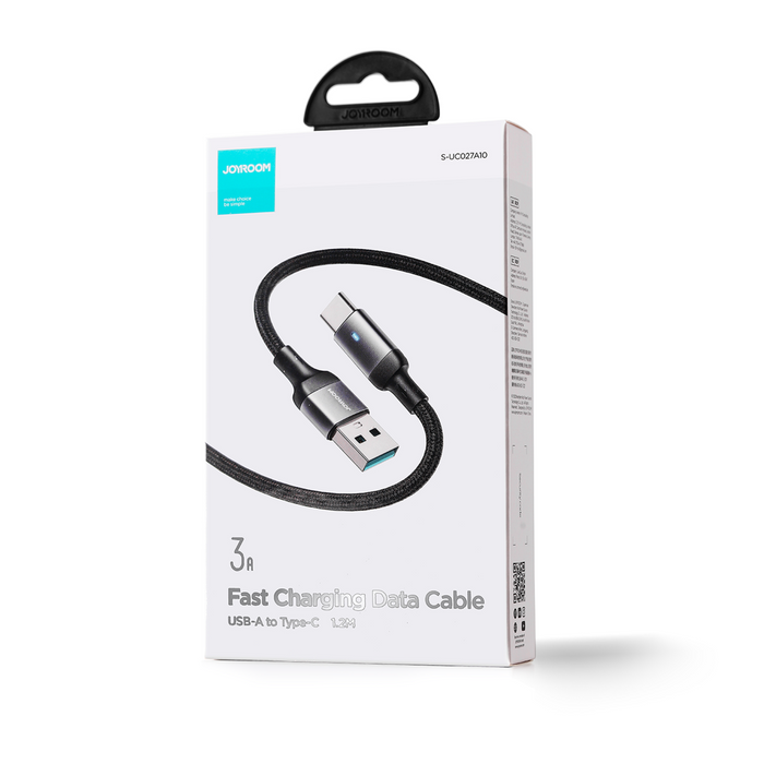Joyroom kabel USB - USB C 3A do szybkiego ładowania i transferu danych A10 Series 1,2 m czarny (S-UC027A10)
