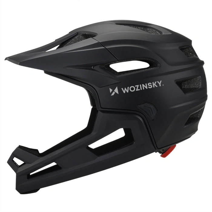 Kask rowerowy fullface Wozinsky z osłoną szczęki i odpinanym daszkiem lekki L - czarny