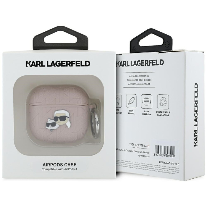 Etui Karl Lagerfeld Monogram Karl &       Choupette Head do AirPods 4 różowy