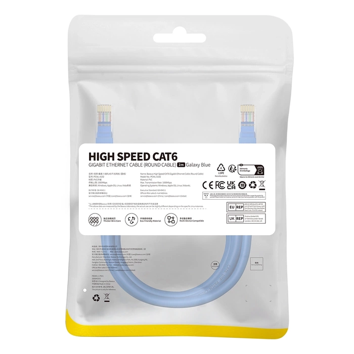 Kabel sieciowy Baseus Ethernet RJ45, Cat.6, 2m (niebieski)
