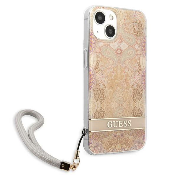 Etui GUESS Apple iPhone 13 Mini Flower Strap Złoty Hardcase
