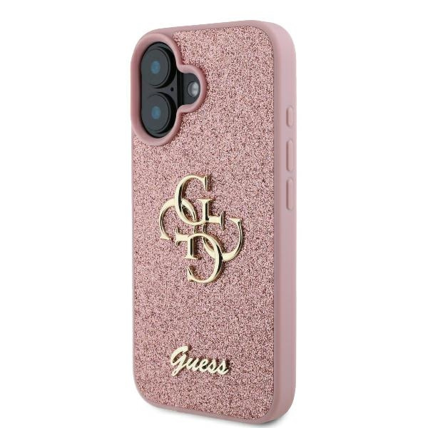 Etui Guess iPhone 16 Plus różówy/pink HC Fixed Glitter Big 4G