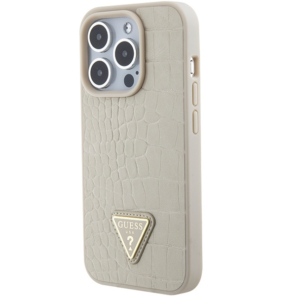 Etui Guess GUHCP15XPCRTHCD iPhone 15 Pro Max 6.7" złoty/gold hardcase Croco Triangle Metal Logo Case