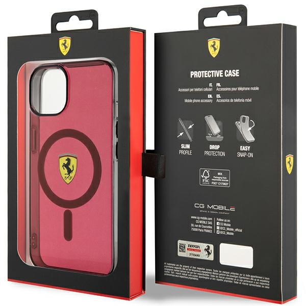 Etui Ferrari FEHMP14SURKR iPhone 14 6,1" czerwony/red hardcase Translucent Magsafe Case