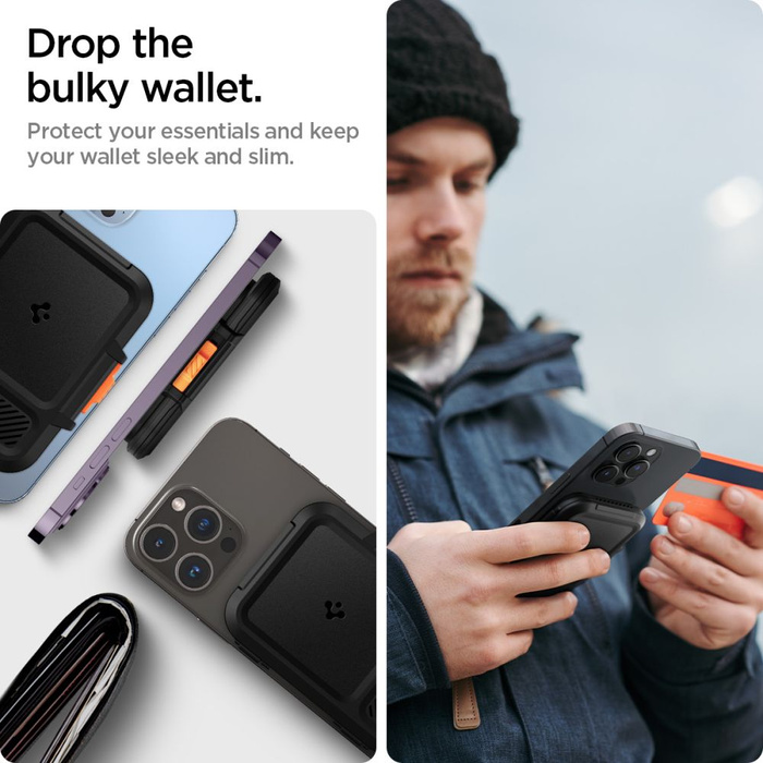 PORTFEL MAGSAFE SPIGEN LOCK FIT UNIWERSALNY CARD HOLDER CZARNY