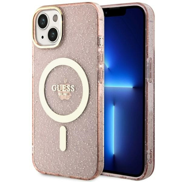 Etui Guess GUHMP14SHCMCGP iPhone 14 6.1" różowy/pink hardcase Glitter Gold MagSafe Case