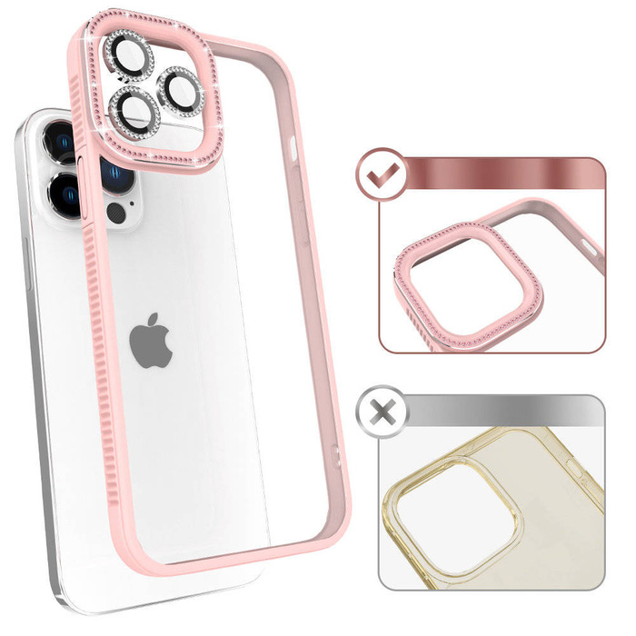 Kingxbar Sparkle Series etui iPhone 13 Pro z kryształami obudowa pokrowiec na tył plecki różowy