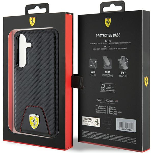 Etui FerrariFEHCS24SN3PUK Samsung Galaxy S24 S921 czarny/black hardcase Carbon Stitched Bottom Case