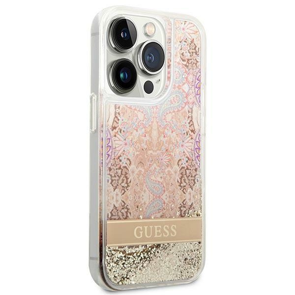Etui GUESS Apple iPhone 14 Pro Max Paisley Liquid Glitter Złoty Hardcase