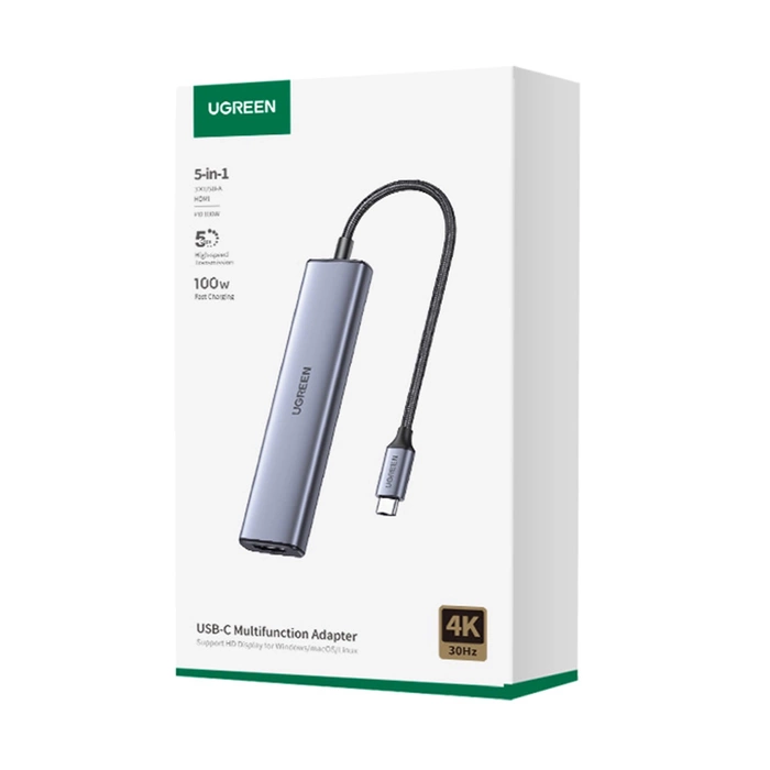 Adapter HUB UGREEN CM478 USB-C do HDMI, USB-A 3.0, 2x USB-A 2.0, PD