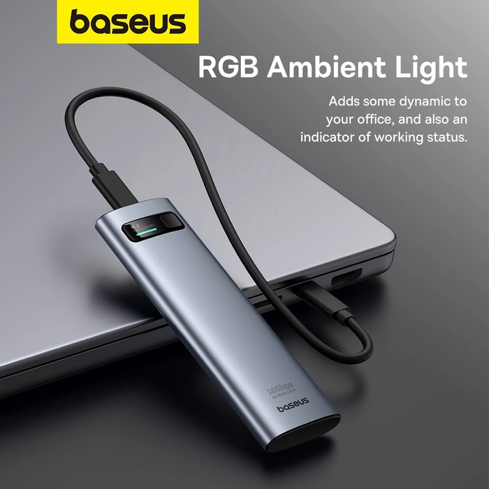 Kieszeń na dysk SSD Baseus FlyJoy Series M.2 NVMe / M.2 SATA 10 Gb/s - szara