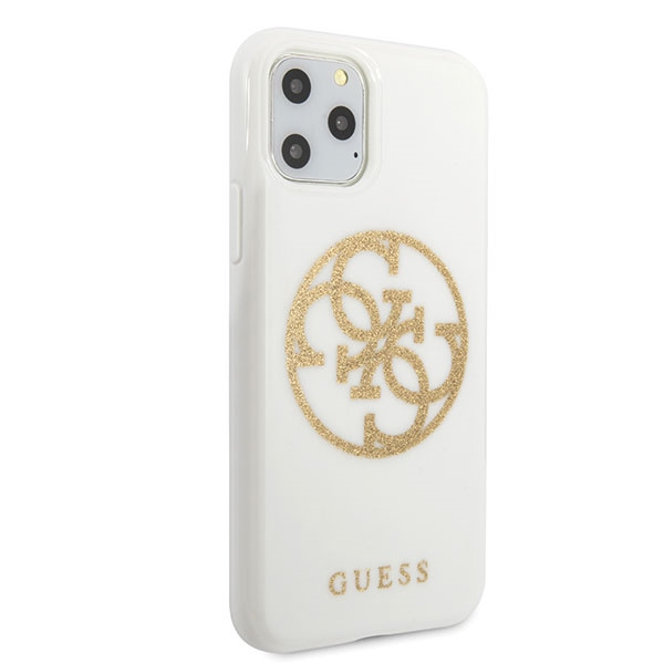 Etui GUESS Apple iPhone 11 Pro Max Glitter 4G Circle Logo Biały Case