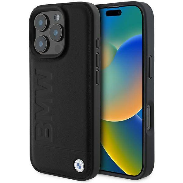 Etui BMW iPhone 16 Pro Max 6.9" czarny/black hardcase Leather Hot Stamp