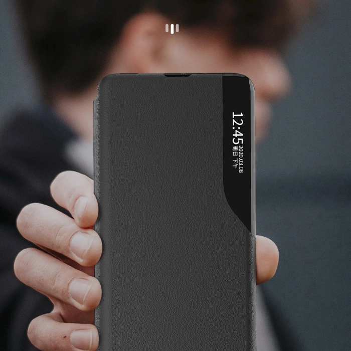 Eco Leather View Case etui do Samsung Galaxy S25 z klapką podstawka - czarne