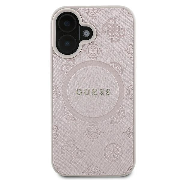 Etui Guess iPhone 16 Plus różowy/pink HC MagSafe Safiano Peony Classic Logo