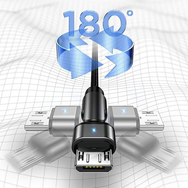 Kabel Pleciony USAMS USB MicroUSB U60 Obrotowy 2A 1m Zielony