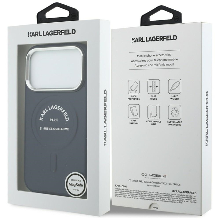 Etui Karl Lagerfeld Karl RSG Logo        MagSafe do iPhone 17 Pro niebieski