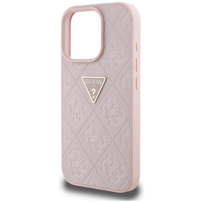 Etui Guess Hot Stamp 4G Pattern Triangle  Metal Logo do iPhone 16 Pro różowy