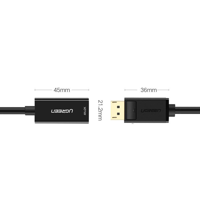 Ugreen przejściówka kabel przewód z DisplayPort (męski) na HDMI (żeński) (jednokierunkowy) 4K 30Hz 12bit czarny (40363)