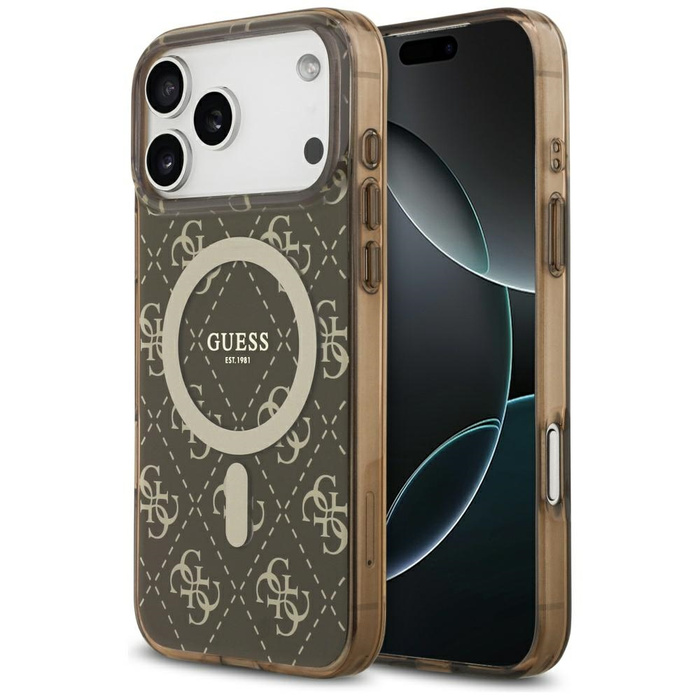 Etui Guess IML 4G Background MagSafe do  iPhone 17 Pro brązowy