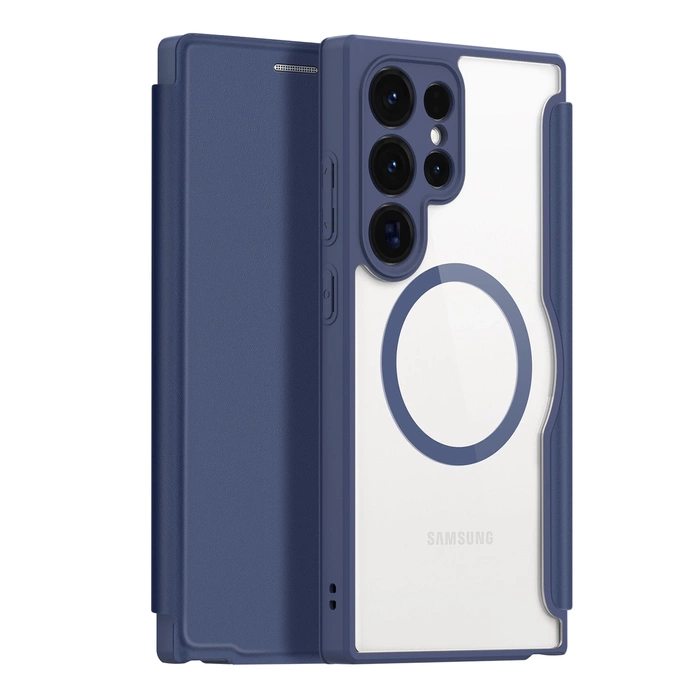Etui Dux Ducis Skin X Pro do Samsung Galaxy S24 Ultra z magnetycznym ringiem i klapką - niebieskie
