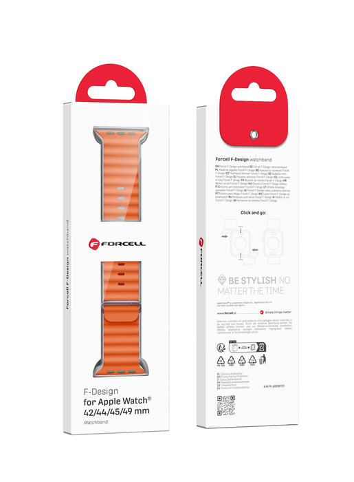 FORCELL F-DESIGN FA12 pasek do APPLE Watch 42 / 44 / 45 / 49 mm pomarańczowy