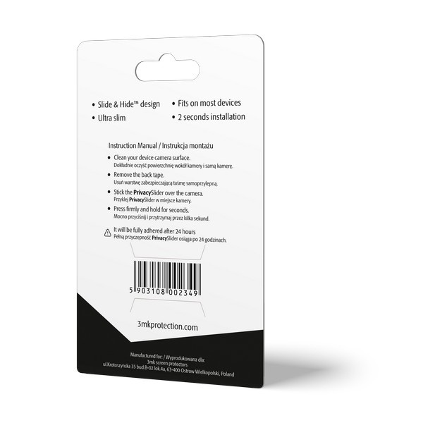 Zaślepka Na Kamerę 3MK Webcam Privacyslider Czarny