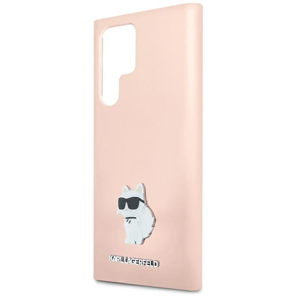 Etui Karl Lagerfeld KLHCS24LSMHCNPP S24 Ultra S928 różowy/pink Silicone Choupette Metal Pin