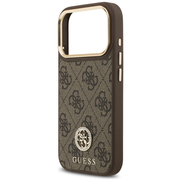 Etui Guess 4G Strass Logo MagSafe do     iPhone 17 Pro brązowy