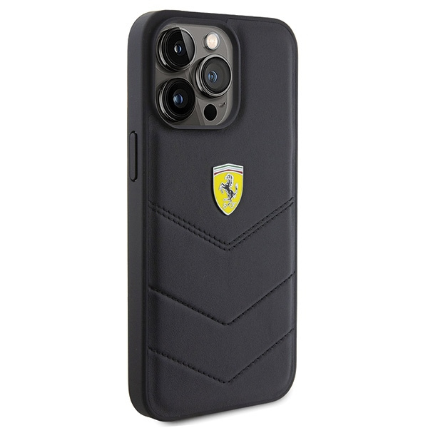 Etui Ferrari FEHCP15XRDUK iPhone 15 Pro Max 6.7" czarny/black hardcase Quilted Metal Logo Case