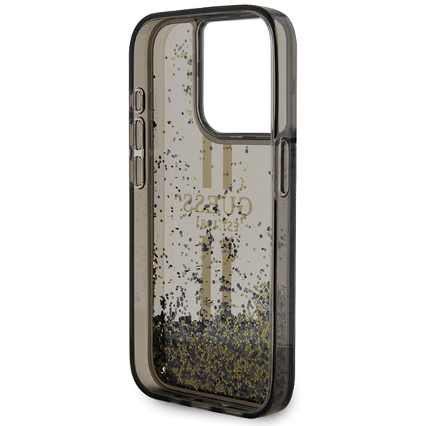 Etui Guess GUHCP15XLFCSEGK iPhone 15 Pro Max 6.7" czarny/black hardcase Liquid Glitter Gold Stripes Case