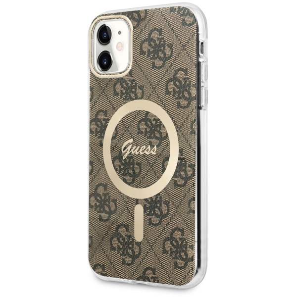 Etui Guess GUHMN61H4STW iPhone 11 6.1" brązowy/brown hardcase 4G MagSafe Case